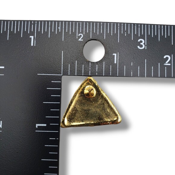 Vintage Gold Tone Triangle Red Enamel Post Pierced Earrings Geometric Retro - Picture 8 of 8